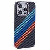 EIDERWOOD Patterned Carbon Case - iPhone 15 Pro - MagSafe Compatible - Colorful Stripes