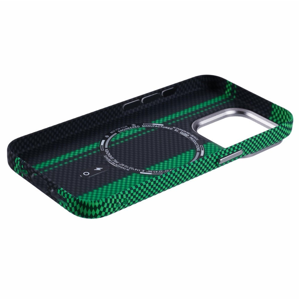 EIDERWOOD Patterned Carbon Case - iPhone 15 Pro - MagSafe Compatible - Green/Black