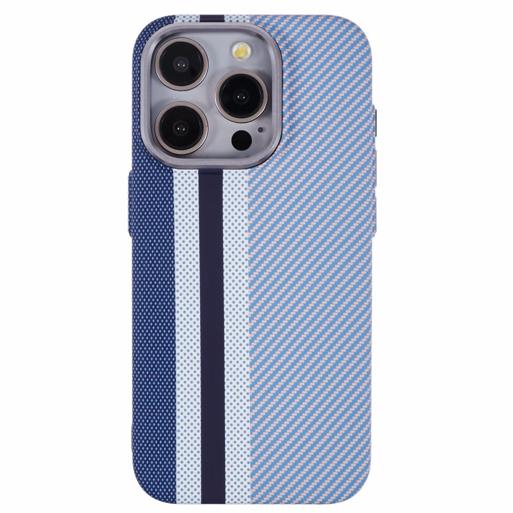 EIDERWOOD Patterned Carbon Case - iPhone 15 Pro - MagSafe Compatible - Blue Stripes