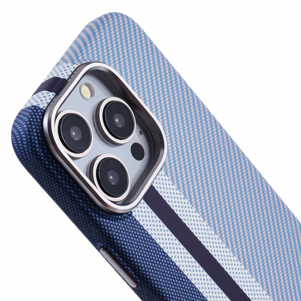 EIDERWOOD Patterned Carbon Case - iPhone 15 Pro - MagSafe Compatible - Blue Stripes