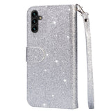 EIDERWOOD Samsung Galaxy S25 Glitter Flip Case with Zipper Pocket & Stand Function - Silver