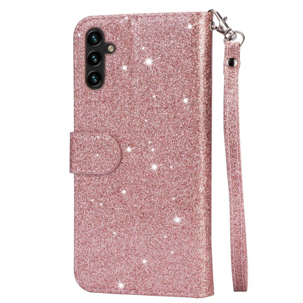 EIDERWOOD Samsung Galaxy S25 Glitter Flip Case with Zipper Pocket & Stand Function - Pink