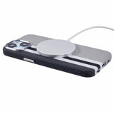 EIDERWOOD Patterned Carbon Case - iPhone 14 - MagSafe Compatible - Grey Stripes