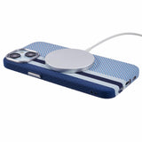 EIDERWOOD Patterned Carbon Case - iPhone 14 - MagSafe Compatible - Blue Stripes