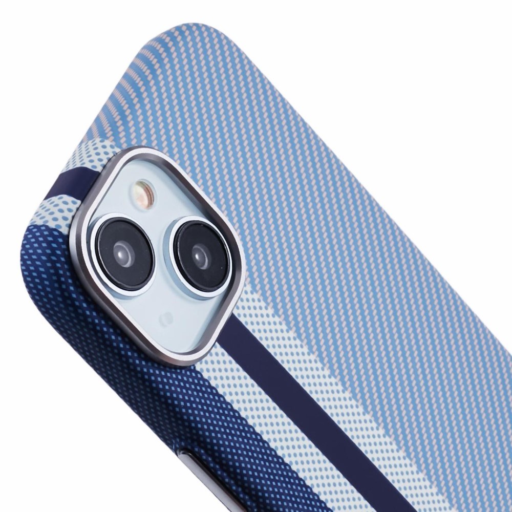 EIDERWOOD Patterned Carbon Case - iPhone 14 - MagSafe Compatible - Blue Stripes