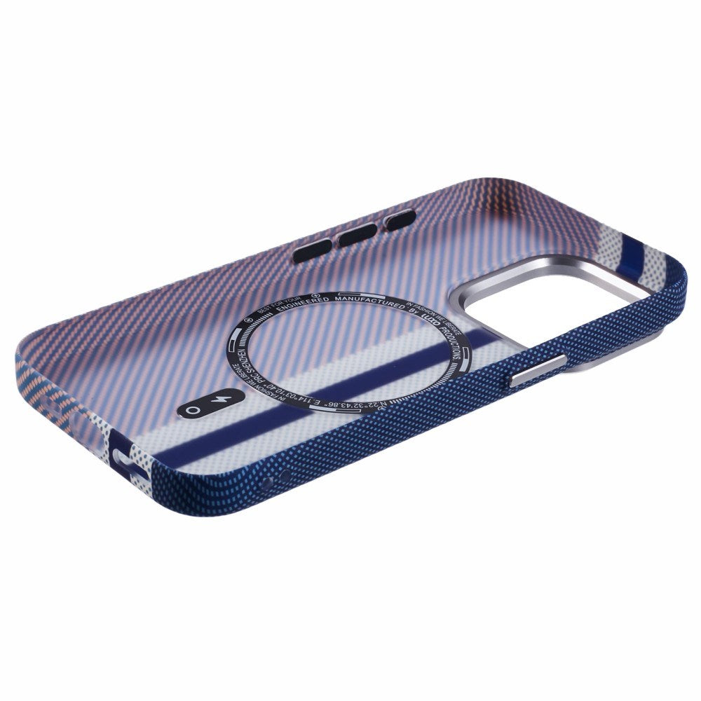 EIDERWOOD Patterned Carbon Case - iPhone 14 Pro - MagSafe Compatible - Blue Stripes