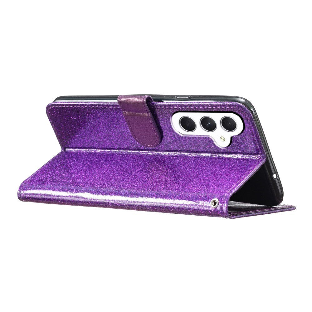 EIDERWOOD Samsung Galaxy A36 (5G) Leather Flip Case with Wallet & Strap - Glitter - Purple