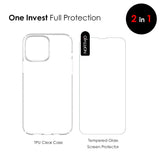 NORTHJO iPhone 14 Protection Set with Flexible Plastic Mobile Case with Tempered Glass Protector - Transparent