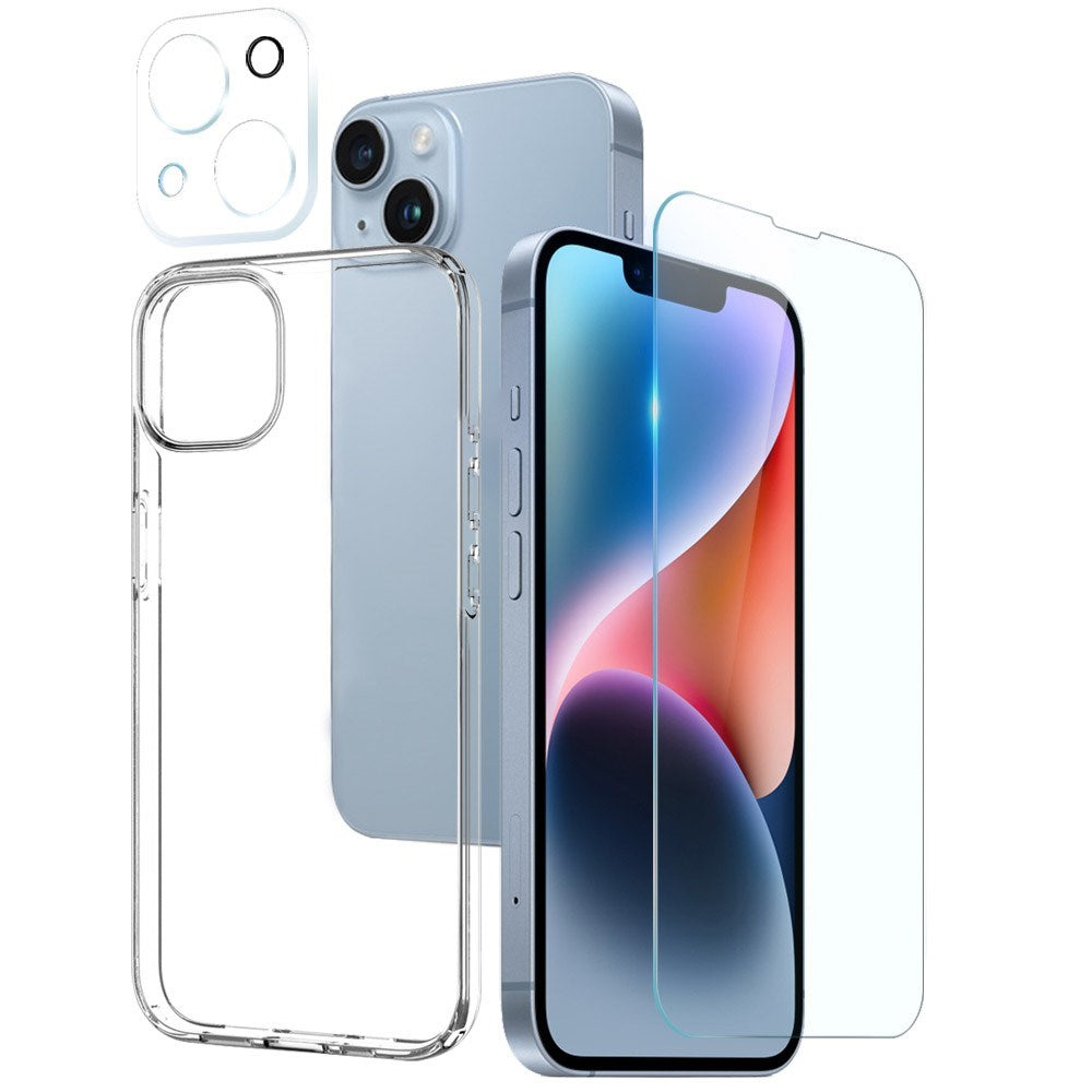 NORTHJO iPhone 14 | 3-in-1 360° Protection Set with Case | Screen Protector | Camera Lens Protector - Transparent