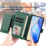 EIDERWOOD Xiaomi Redmi Note 14 Pro+ / 14 Pro (5G) Flip Case with Card Holder for 6 Cards & Zipper Pocket - Green