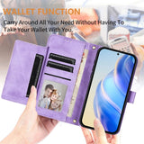EIDERWOOD Xiaomi Redmi Note 14 Pro+ / 14 Pro (5G) Flip Case with Card Holder for 6 Cards & Zipper Pocket - Purple
