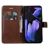 EIDERWOOD Google Pixel 9a Faux Leather Flip Case with Cardholder & Strap - Brown