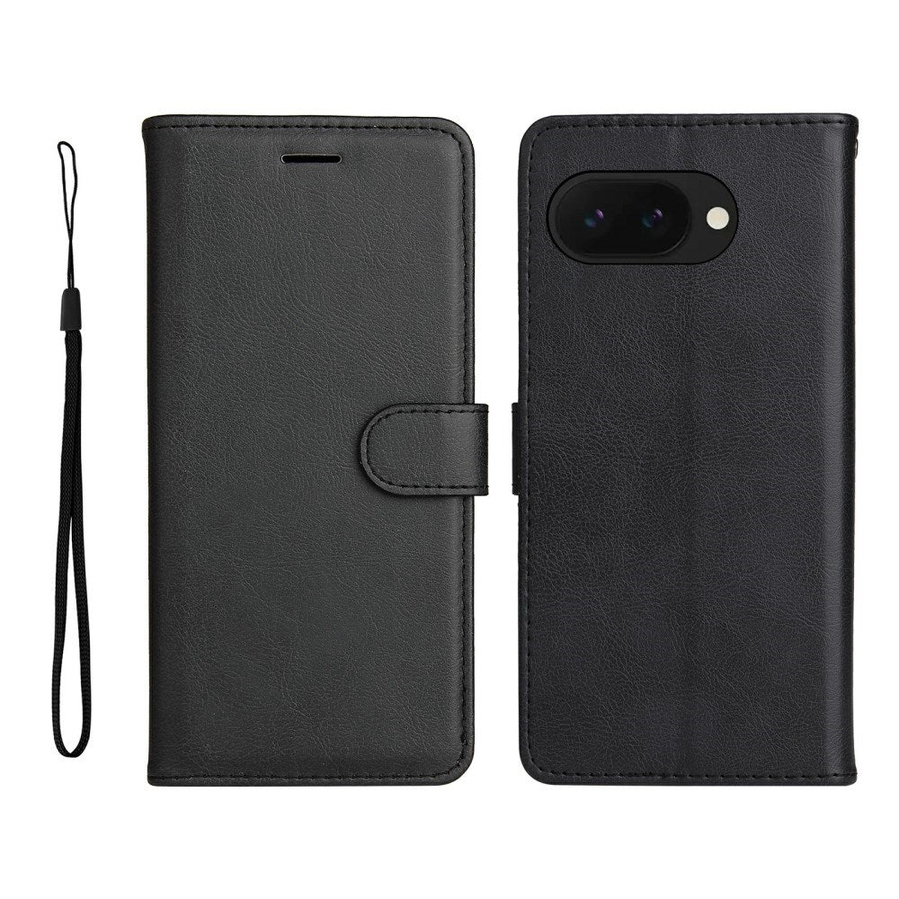 EIDERWOOD Google Pixel 9a Faux Leather Flip Case with Cardholder & Strap - Black