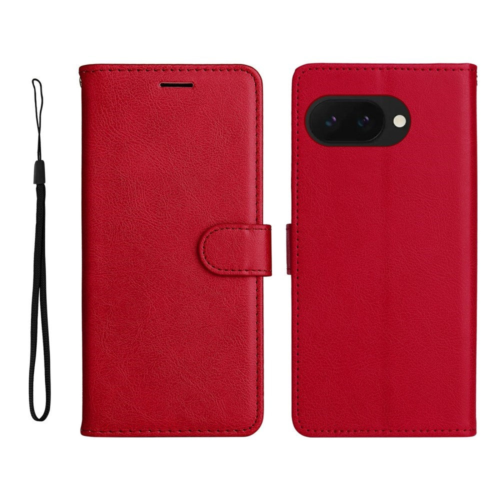 EIDERWOOD Google Pixel 9a Faux Leather Flip Case with Cardholder & Strap - Red