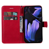 EIDERWOOD Google Pixel 9a Faux Leather Flip Case with Cardholder & Strap - Red