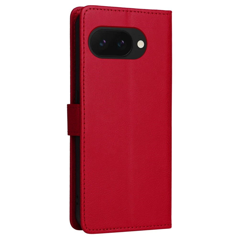 EIDERWOOD Google Pixel 9a Faux Leather Flip Case with Cardholder & Strap - Red