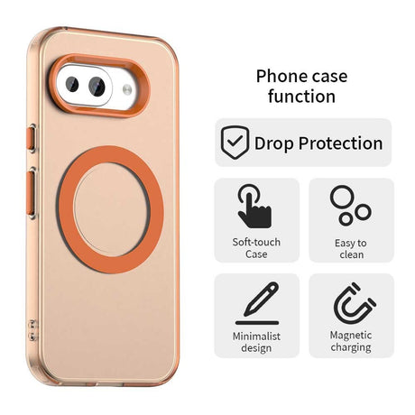 EIDERWOOD Google Pixel 9a Hybrid Plastic Case - MagSafe Compatible - Transparent / Orange