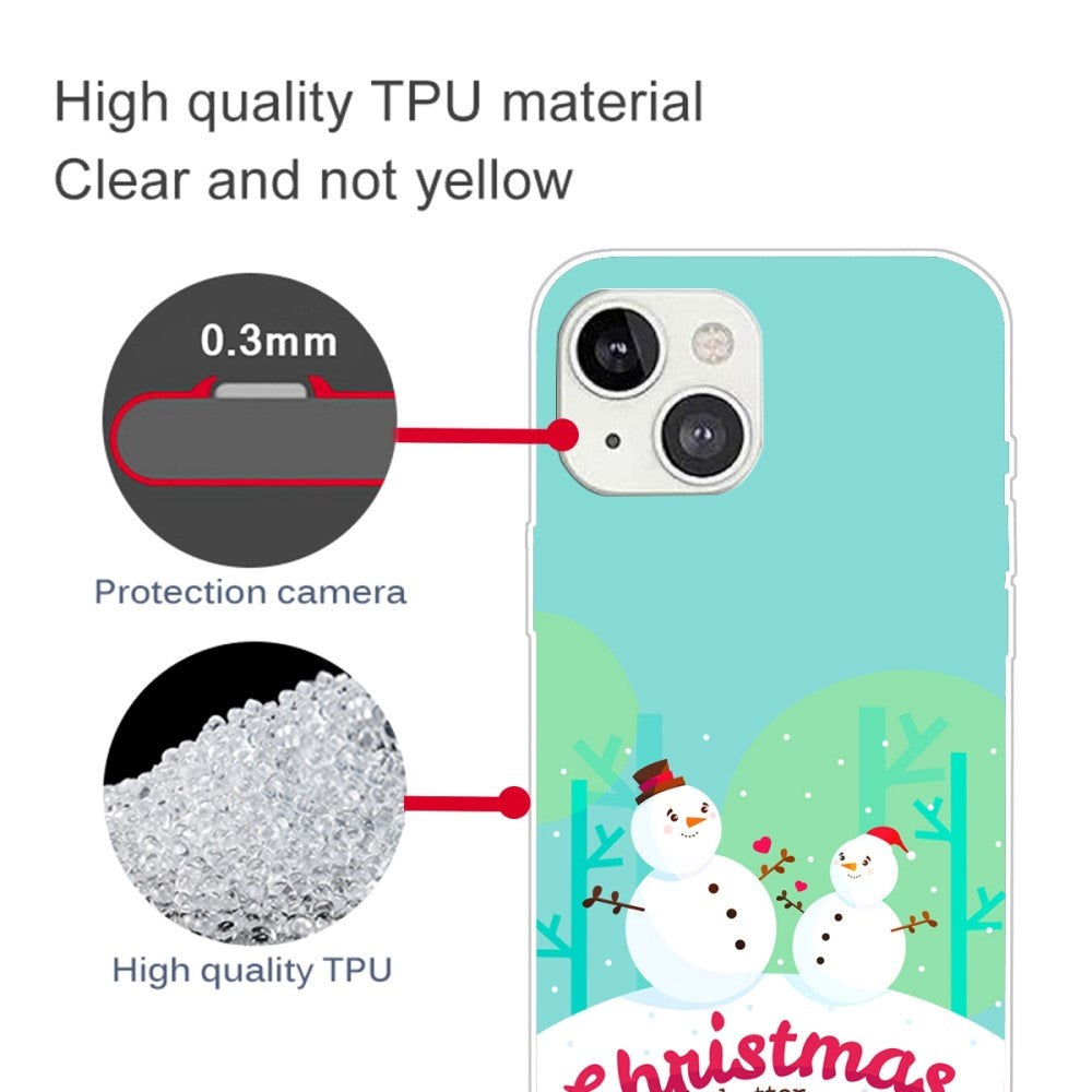 iPhone 14 Flexible Plastic Christmas Case - Two Snowmen