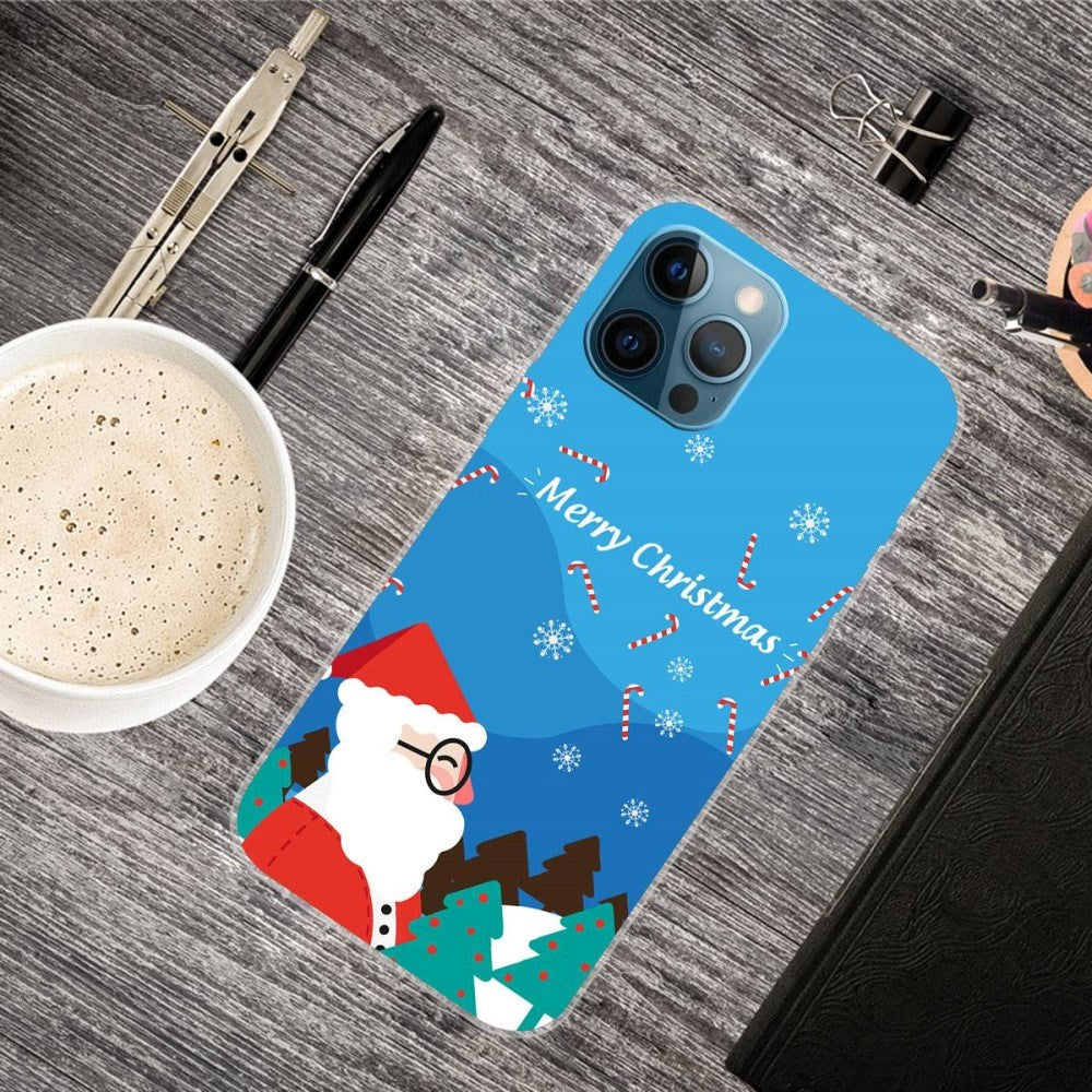 iPhone 14 Pro Flexible Plastic Christmas Case - Santa Claus w. Glasses