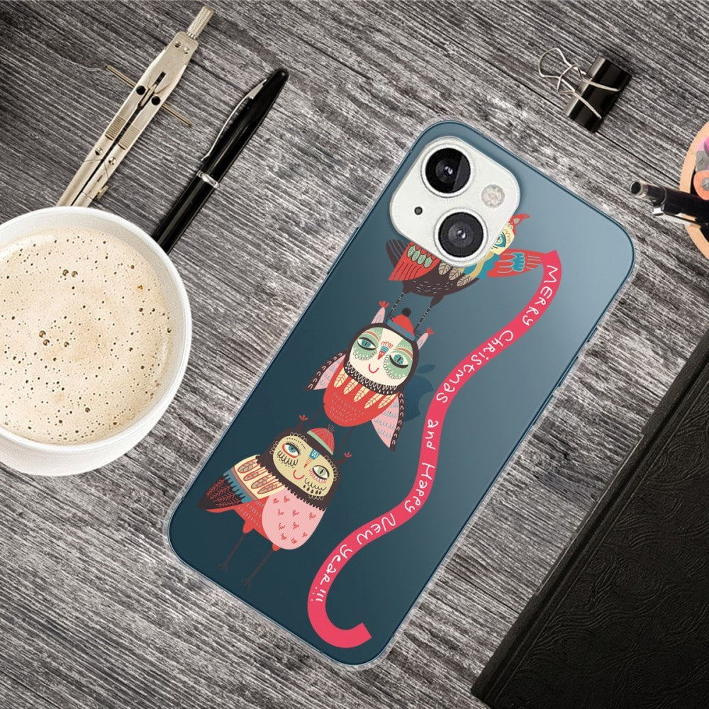 iPhone 14 Flexible TPU Christmas Case - Owls