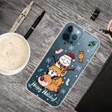 iPhone 14 Pro Flexible TPU Christmas Case - Snowman, Dog and Reindeer