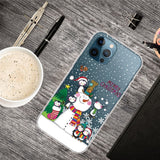 iPhone 14 Pro Flexible TPU Christmas Case - Penguin Family with Snowman