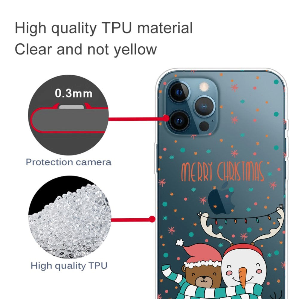 iPhone 14 Pro Flexible TPU Christmas Case - Snowman and Bear