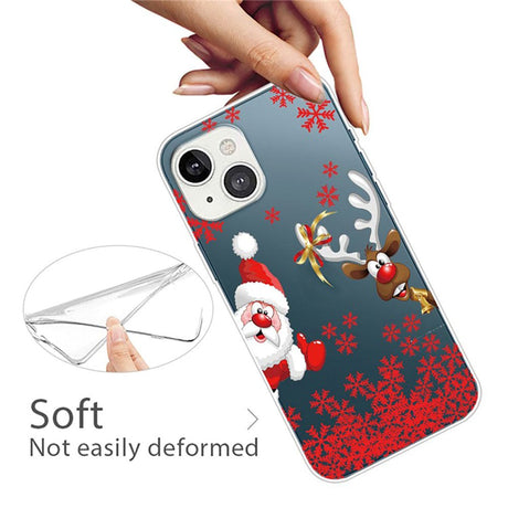 iPhone 14 Flexible Plastic Christmas Case - Santa and Reindeer