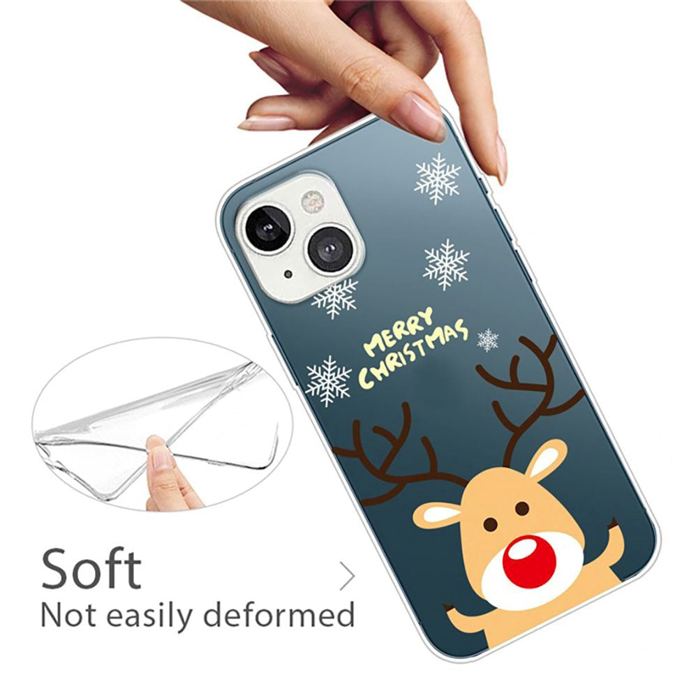 iPhone 14 Flexible Plastic Christmas Case - Cute Reindeer