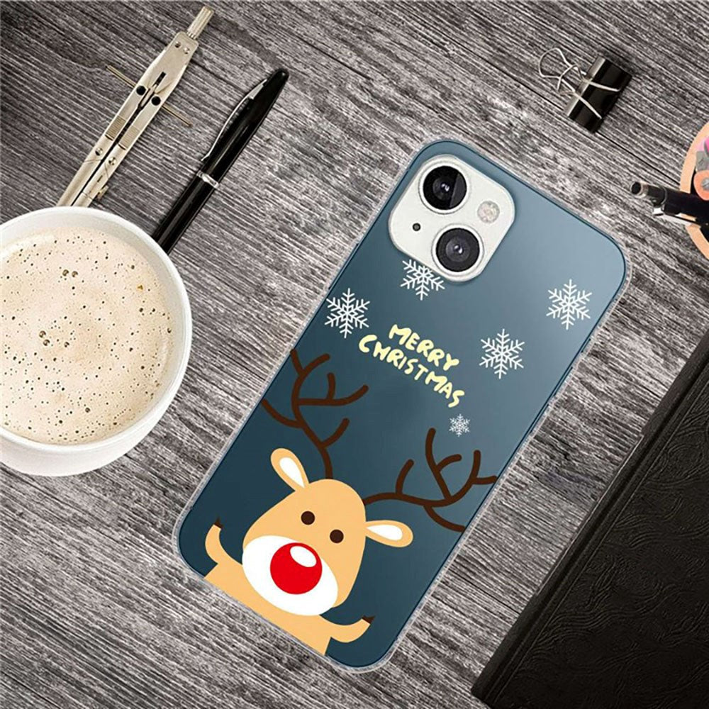 iPhone 14 Flexible Plastic Christmas Case - Cute Reindeer