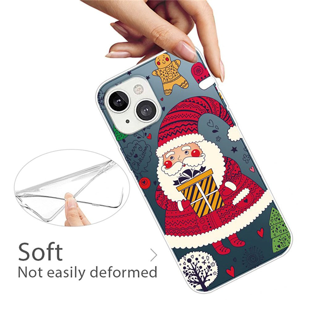 iPhone 14 Flexible Plastic Christmas Case - Santa with Present