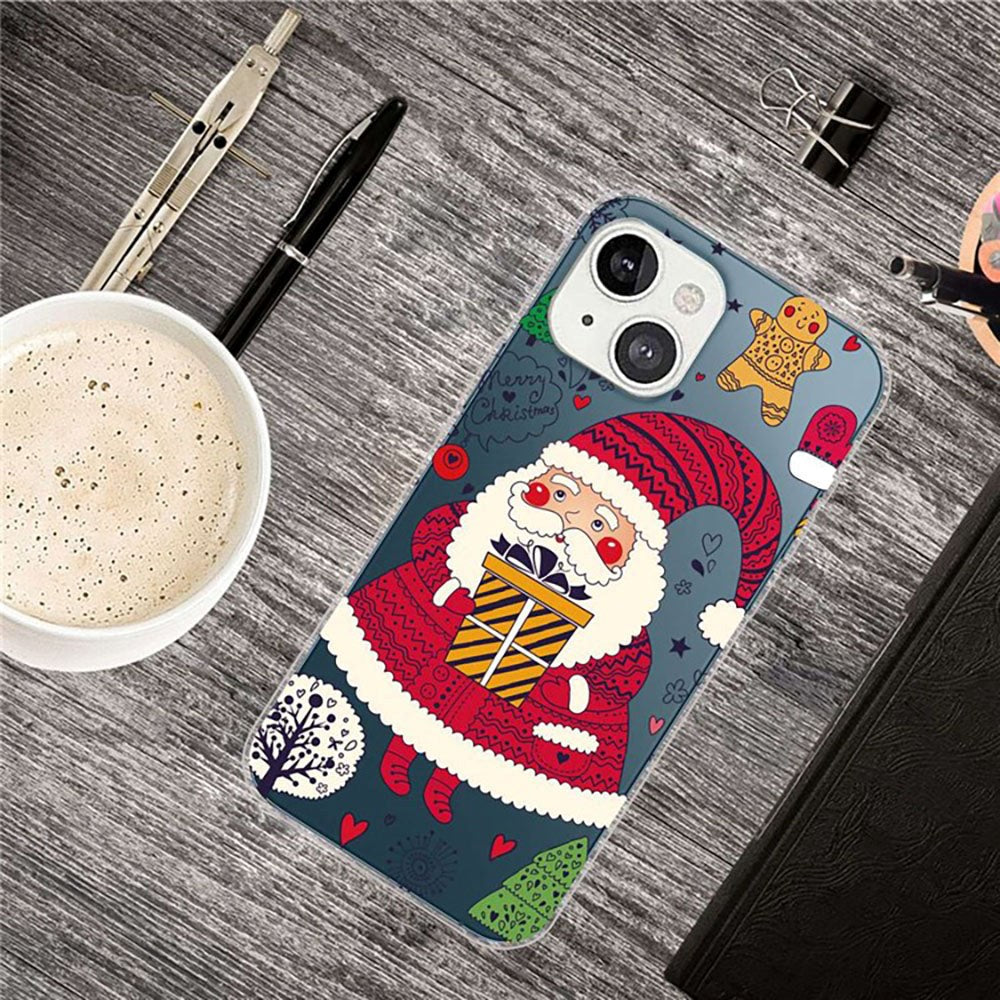 iPhone 14 Flexible Plastic Christmas Case - Santa with Present