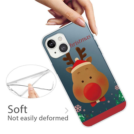 iPhone 14 Flexible Plastic Christmas Case - Reindeer with Butterfly