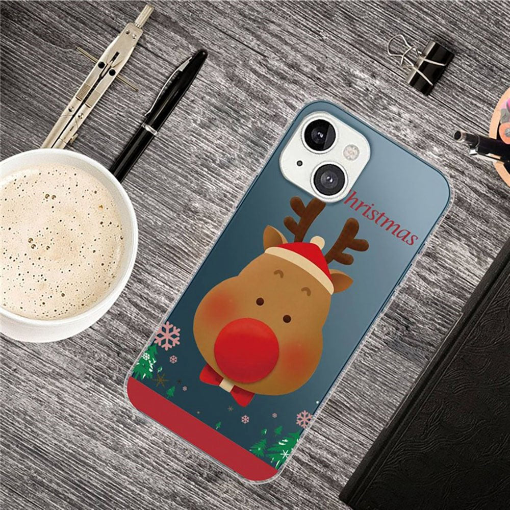 iPhone 14 Flexible Plastic Christmas Case - Reindeer with Butterfly