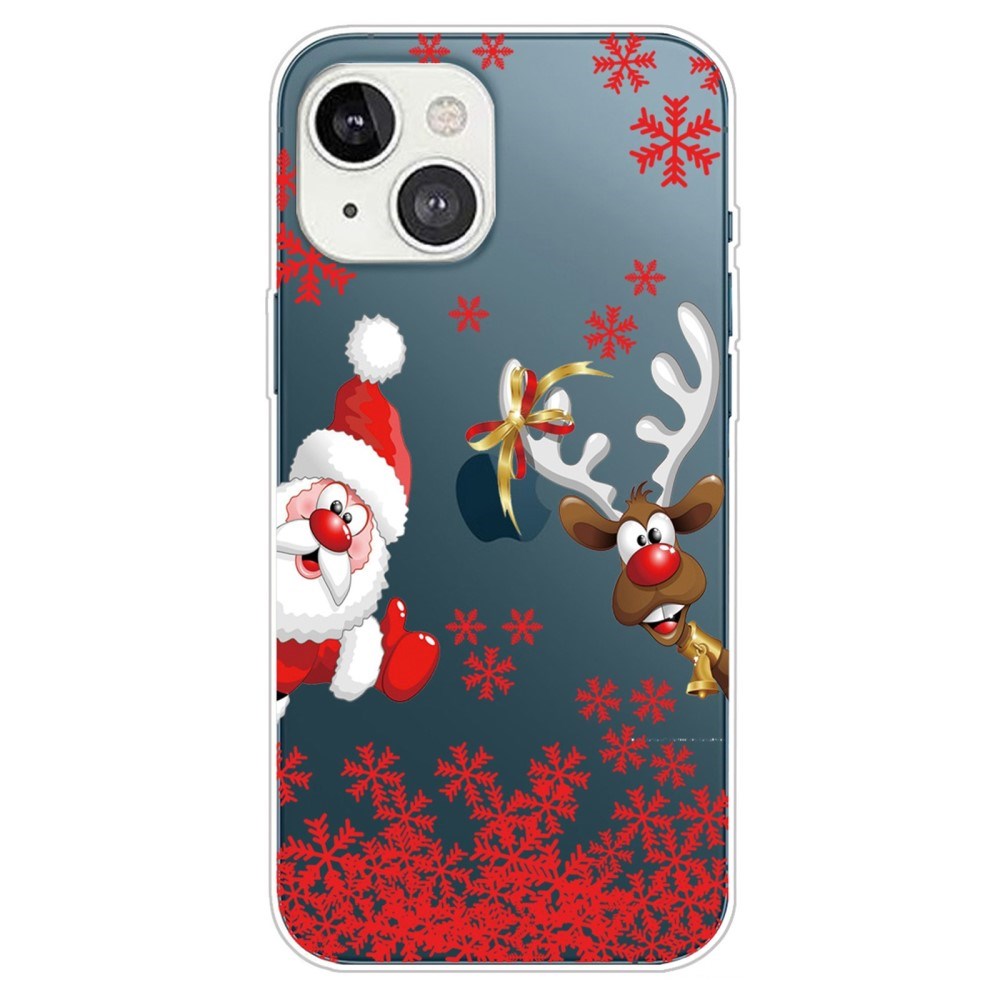 iPhone 14 Plus Flexible Plastic Christmas Case - Santa Claus & Reindeer