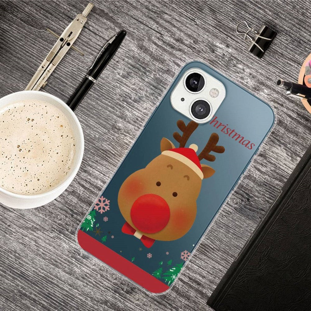 iPhone 14 Plus Flexible Plastic Christmas Case - Reindeer With Butterfly