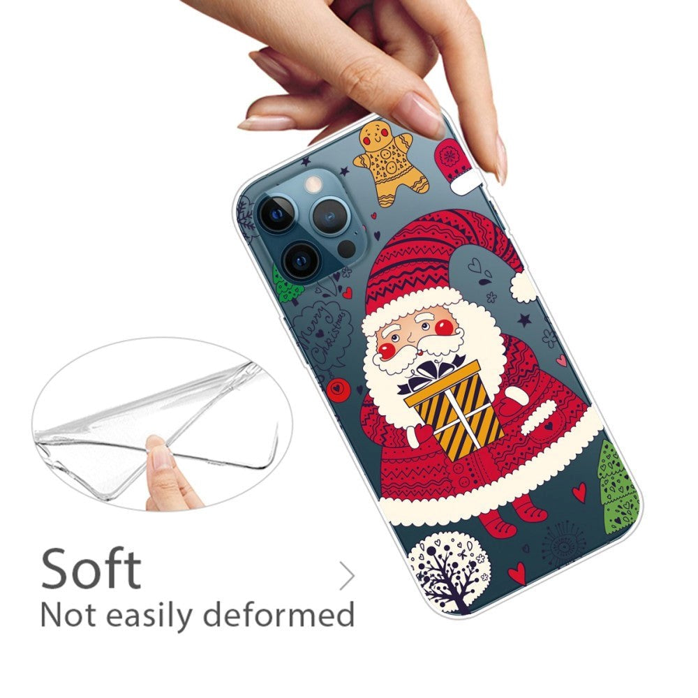 iPhone 14 Pro Flexible Plastic Christmas Case - Santa Claus with a Gift