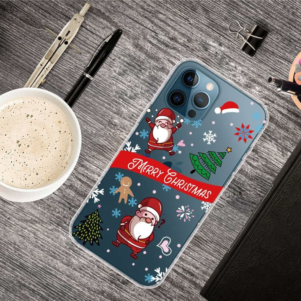 iPhone 14 Pro Flexible Plastic Christmas Case - Two Santa Clauses