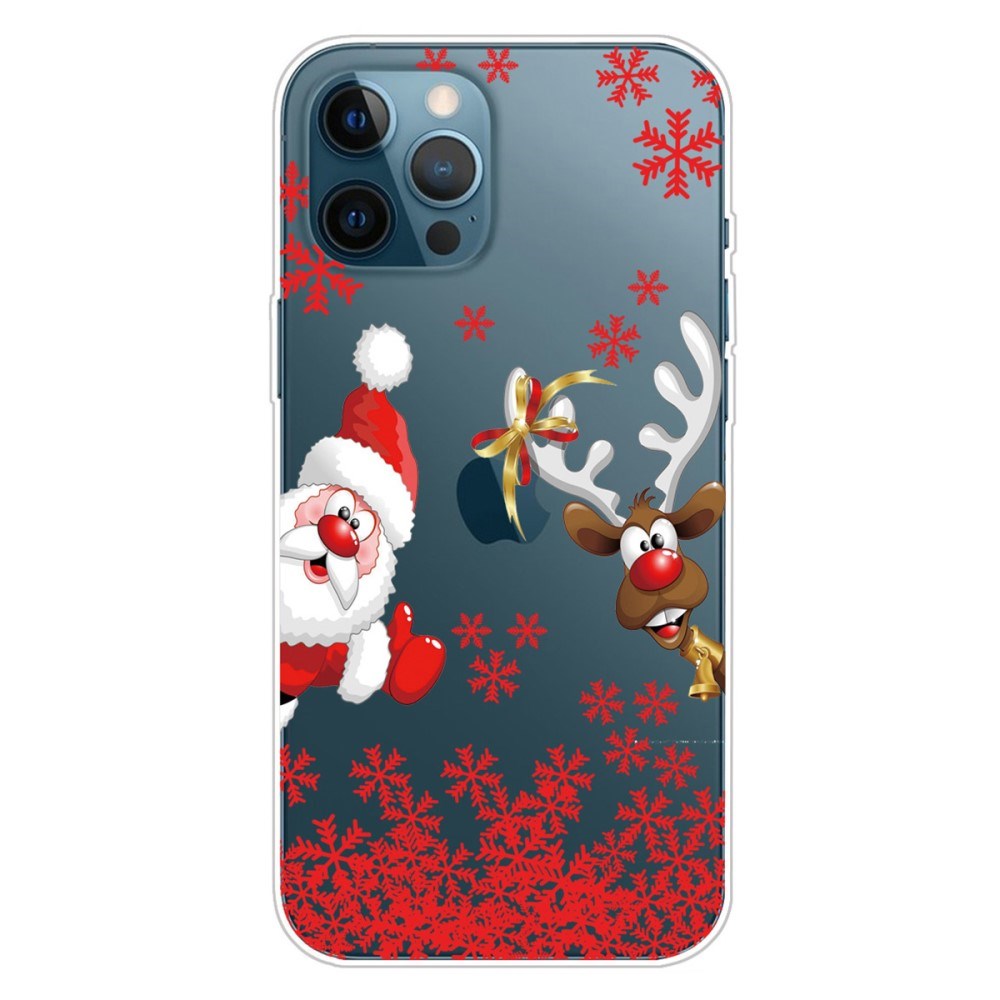 iPhone 14 Pro Flexible Plastic Christmas Case - Santa Claus & Reindeer