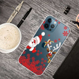 iPhone 14 Pro Flexible Plastic Christmas Case - Santa Claus & Reindeer