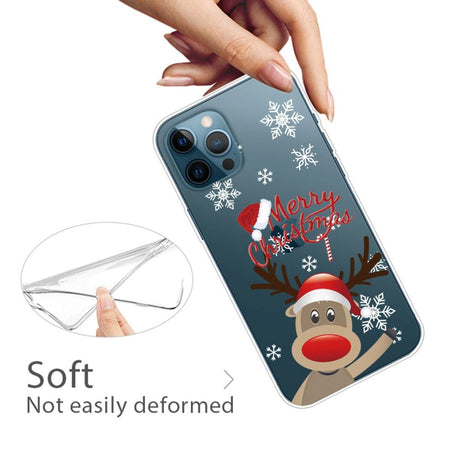 iPhone 14 Pro Flexible Plastic Christmas Case - Reindeer with Santa Hat