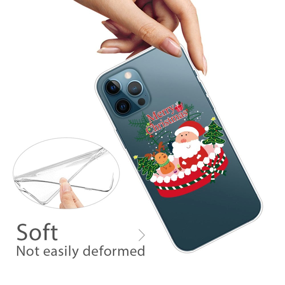 iPhone 14 Pro Max Flexible Plastic Christmas Case - Santa and Little Reindeer