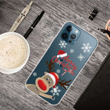 iPhone 14 Pro Max Flexible Plastic Christmas Case - Reindeer with A Santa Hat