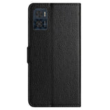 Motorola Moto E22 / E22i Litchi Leather Wallet Case - Black