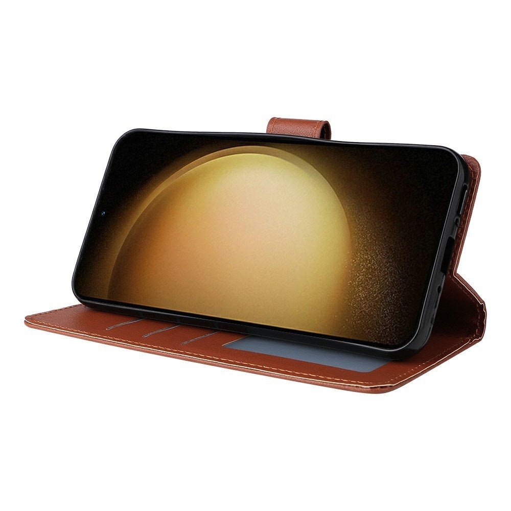 EIDERWOOD Samsung Galaxy S25+ (Plus) / S24+ (Plus) Faux Leather Case with Wallet and Strap - Brown