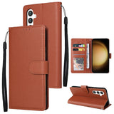 EIDERWOOD Samsung Galaxy S25+ (Plus) / S24+ (Plus) Faux Leather Case with Wallet and Strap - Brown