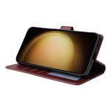 EIDERWOOD Samsung Galaxy S25+ (Plus) / S24+ (Plus) Faux Leather Case with Wallet and Strap - Dark Brown