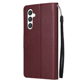 EIDERWOOD Samsung Galaxy S25+ (Plus) / S24+ (Plus) Faux Leather Case with Wallet and Strap - Dark Brown