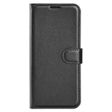 EIDERWOOD OnePlus 13 Shockproof Leather Wallet Cover with Litchi Texture - Black