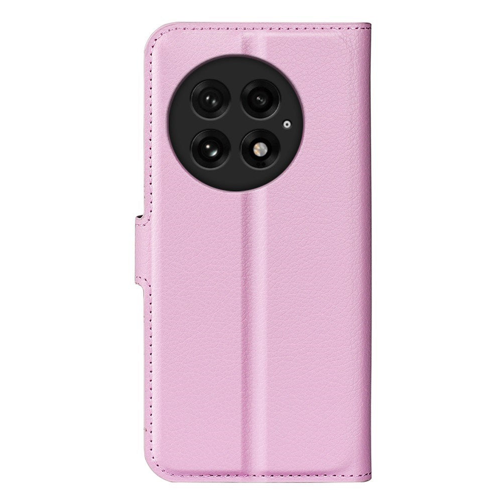 EIDERWOOD OnePlus 13 Shockproof Leather Wallet Cover with Litchi Texture - Pink